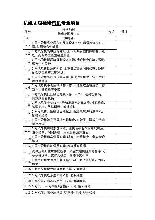 机组A级检修汽机专业项目