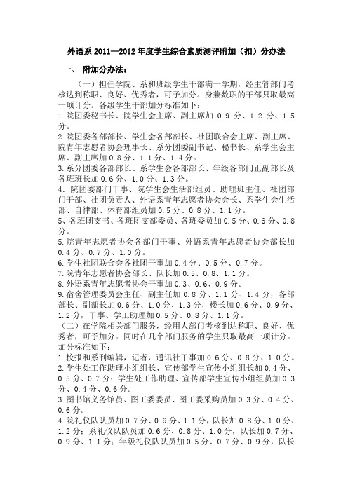 综合测评加扣分细则