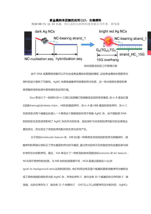 贵金属纳米团簇的应用(三)：生物探针