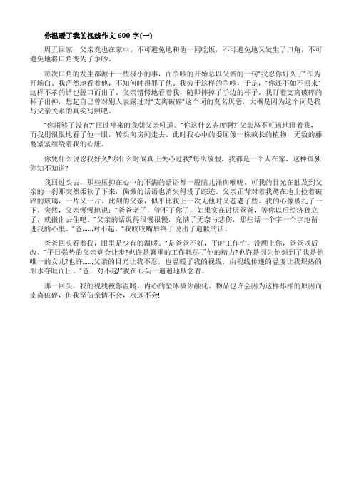 你温暖了我的视线作文600字