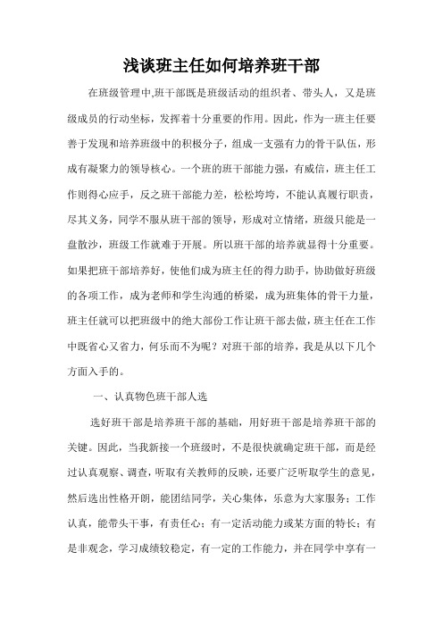 浅谈班主任如何培养班干部 (2)