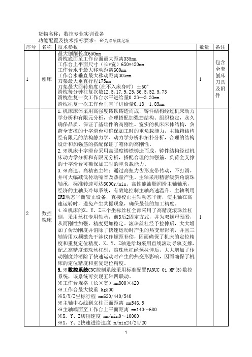 货物名称数控专业实训设备