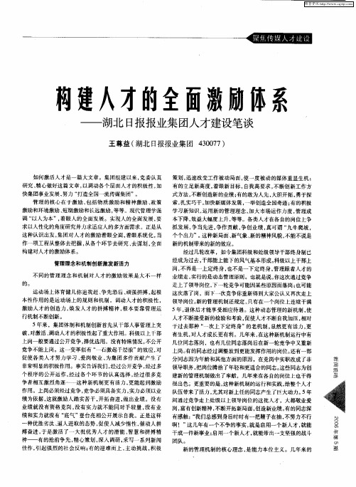 构建人才的全面激励体系——湖北日报报业集团人才建设笔谈