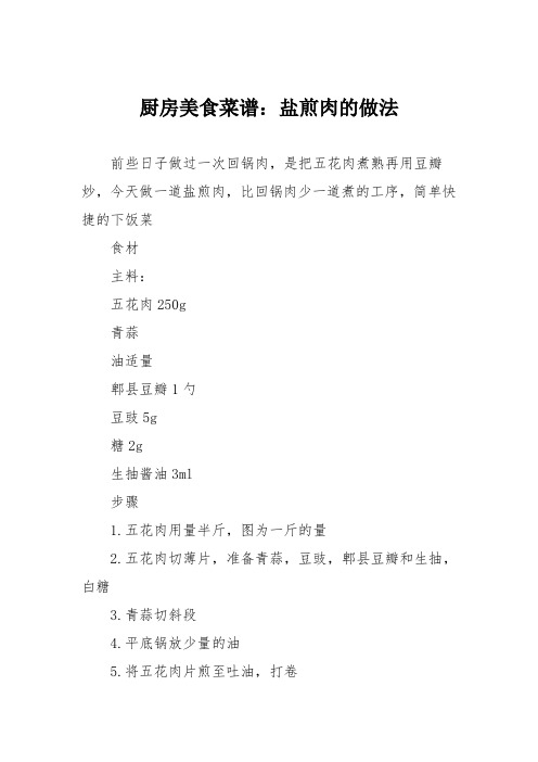 厨房美食菜谱：盐煎肉的做法