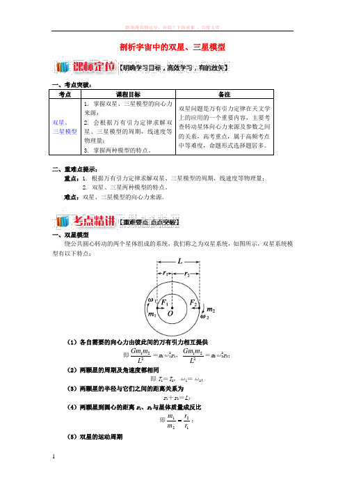 2018高考物理总复习专题天体运动的三大难点破解3剖析宇宙中的双星三星模型讲义20180802214