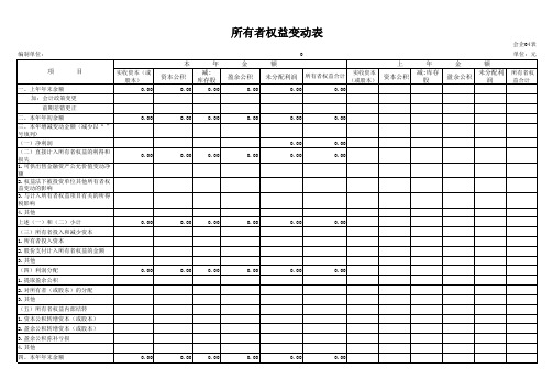 所有者权益变动表模板excel表