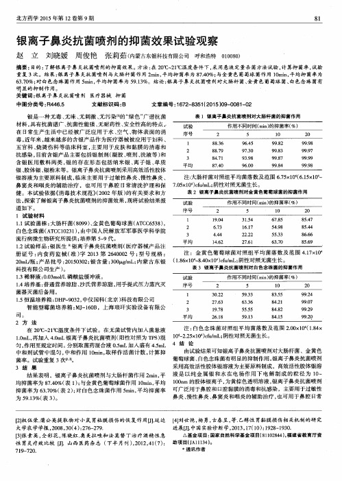 银离子鼻炎抗菌喷剂的抑菌效果试验观察