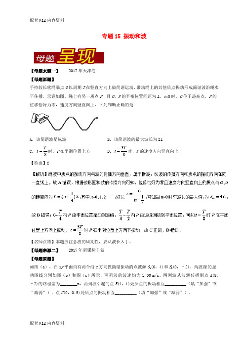 [配套K12]2017年高考物理 母题题源系列 专题15 振动和波(含解析)