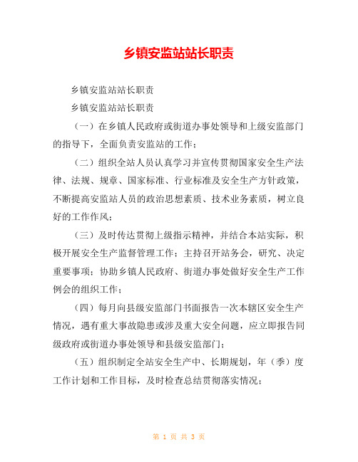 乡镇安监站站长职责