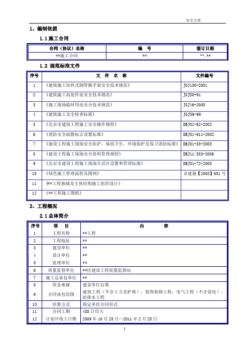 安全施工方案(长城杯)