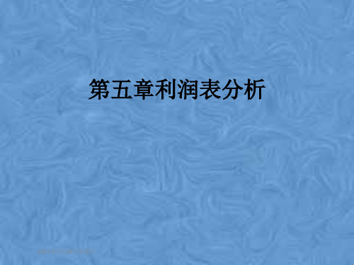 第五章利润表分析