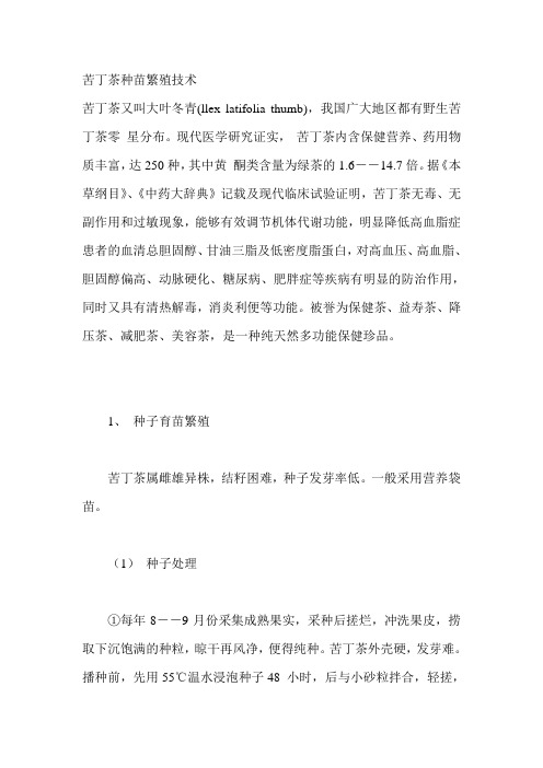苦丁茶种苗繁殖技术