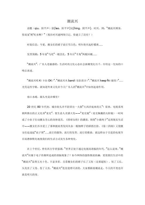 粤方言之潮流兴
