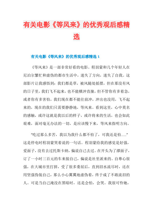 有关电影《等风来》的优秀观后感精选