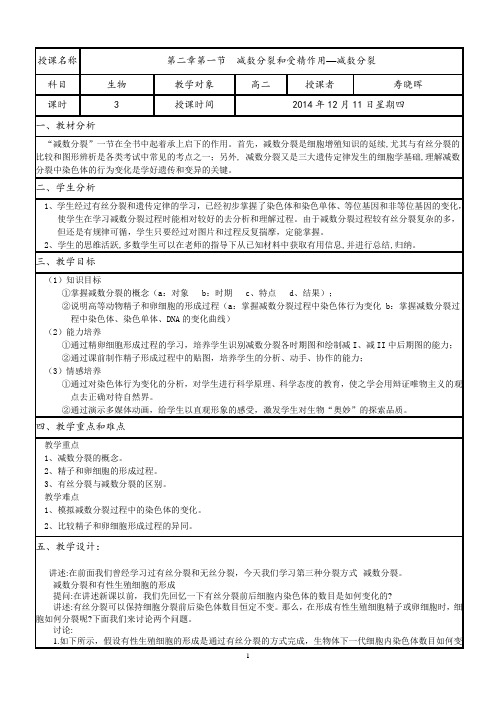 减数分裂教学设计