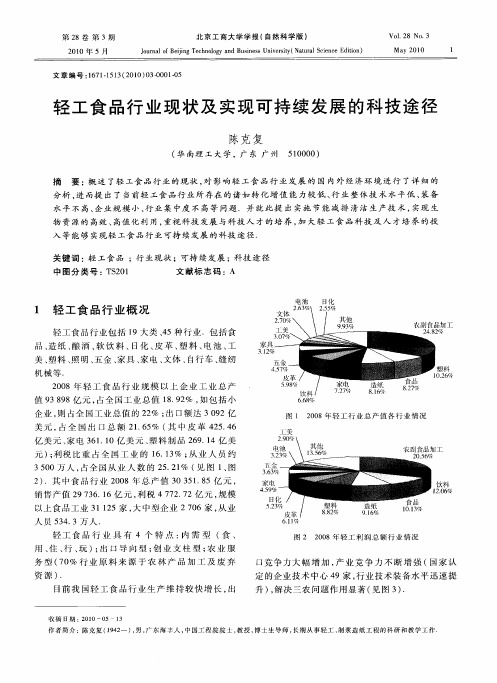 轻工食品行业现状及实现可持续发展的科技途径