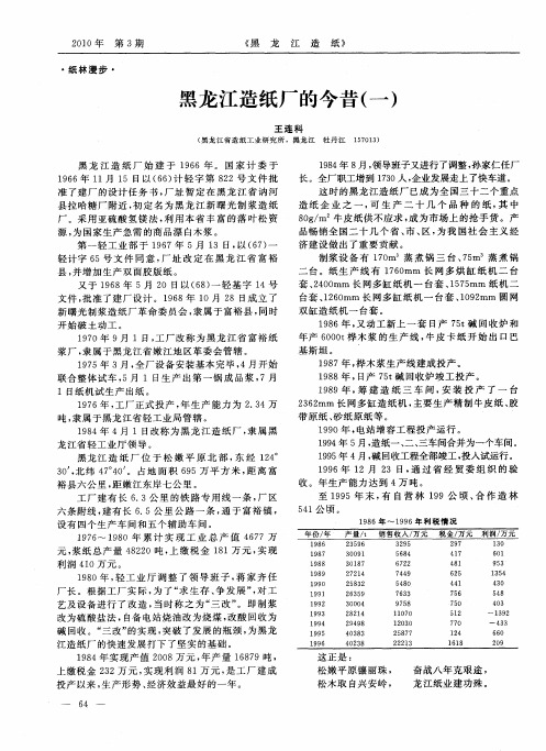 黑龙江造纸厂的今昔(一)