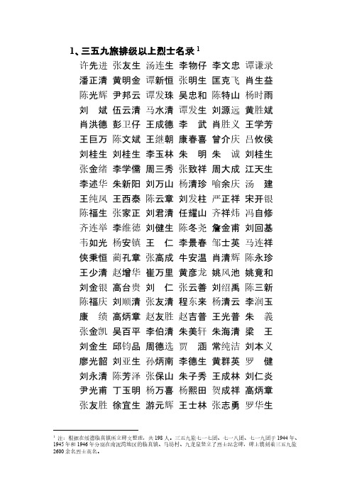 三五九旅烈士名录