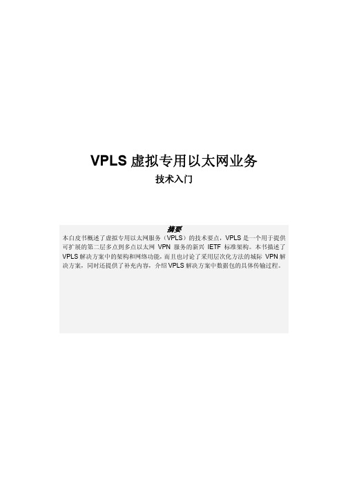 VPLS 虚拟专用以太网业务