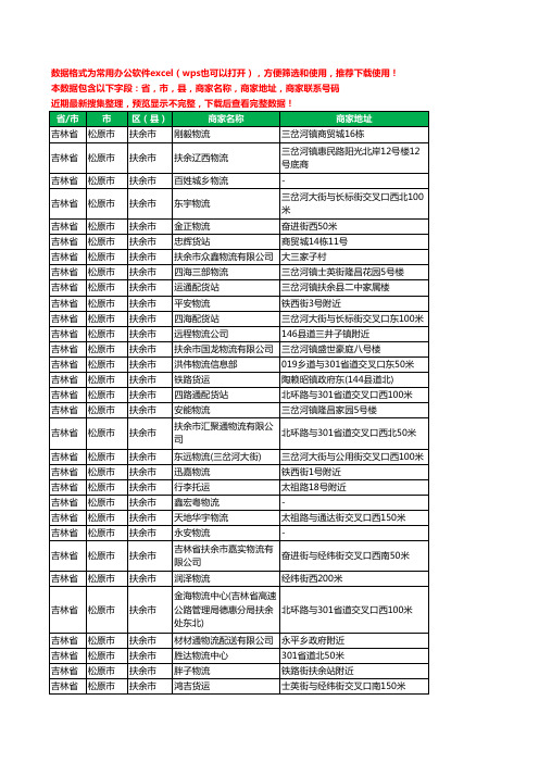 2020新版吉林省松原市扶余市物流工商企业公司商家名录名单黄页联系电话号码地址大全54家
