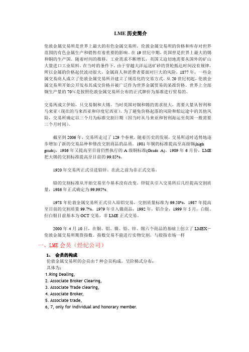 lme的历史、会员和交易种类介绍