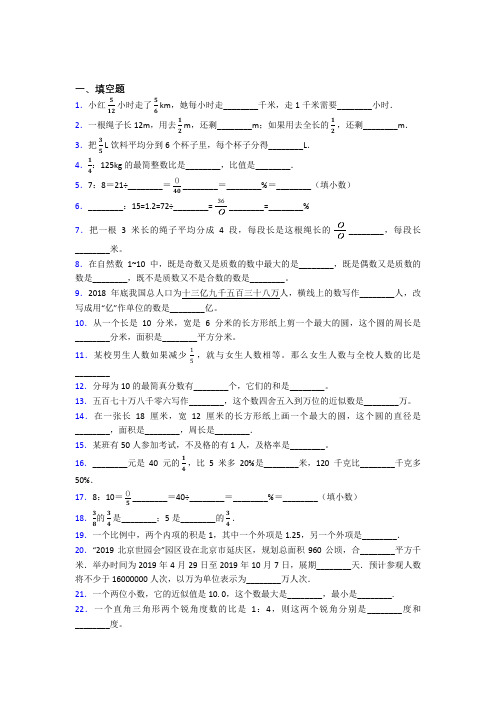 【精选试卷】苏州苏州外国语学校小升初数学填空题专项练习基础练习(答案解析)