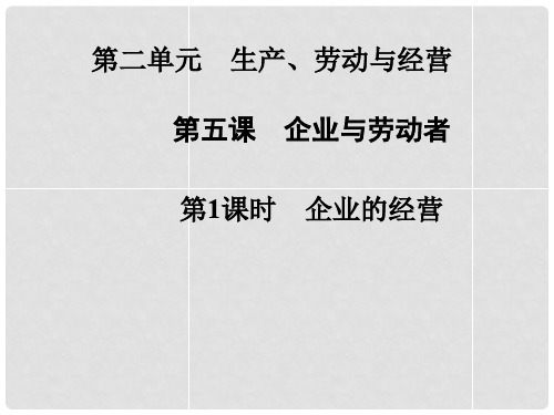 高中政治 第5课 第1课时 企业的经营课件 新人教版必修