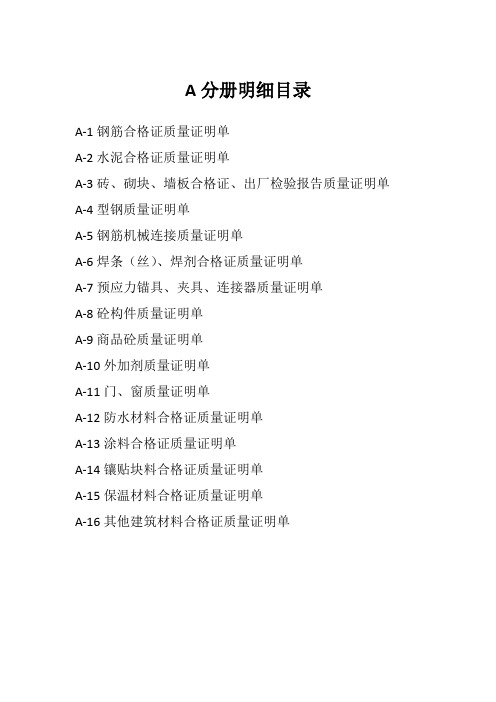 资料总目录明细