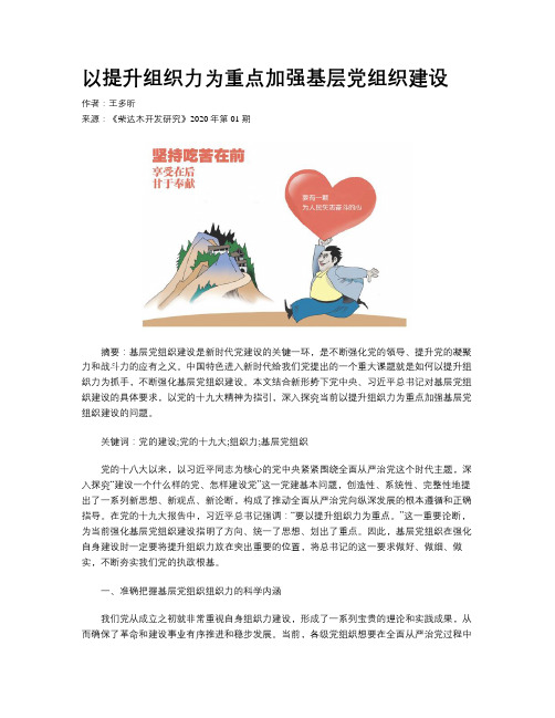以提升组织力为重点加强基层党组织建设
