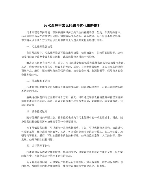 污水治理中常见问题与优化策略剖析