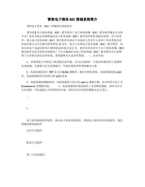 青软电子商务B2C商城系统简介