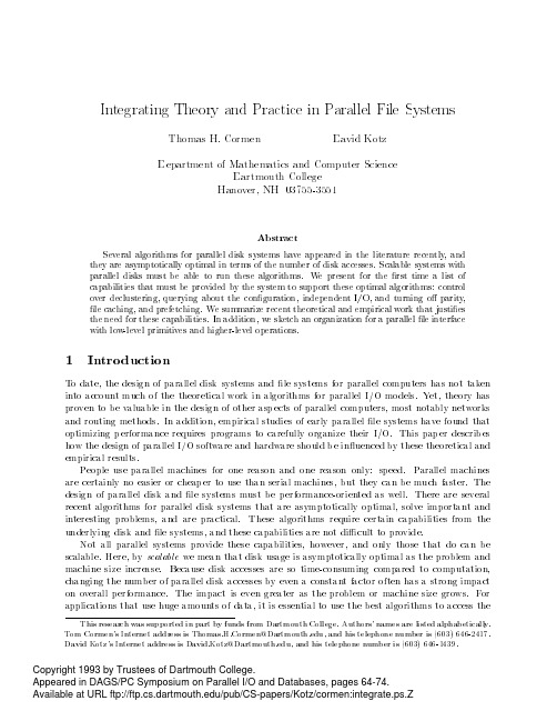 Integrating Theory and Practice in Parallel File Systems