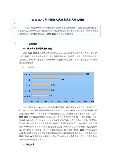 中国嵌入式开发从业人员大调查