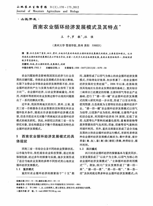 西南农业循环经济发展模式及其特点