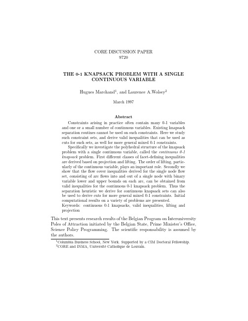 The 0-1 knapsack problem with a single continuous variable