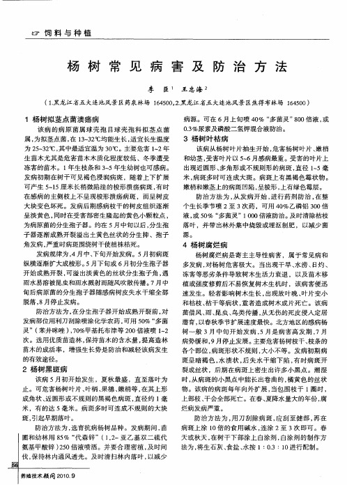 杨树常见病害及防治方法