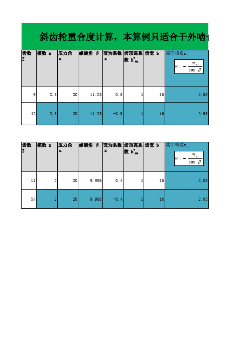 变位斜齿轮设计计算,重合度计算