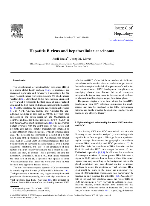 Hepatitis B virus and hepatocellular carcinoma