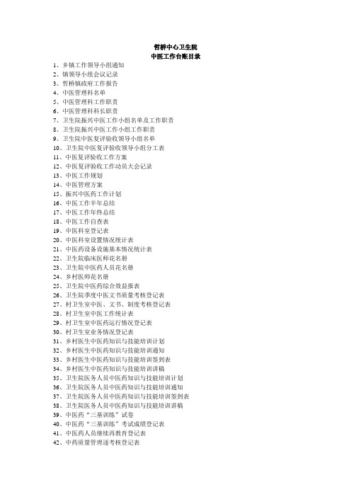 哲桥中心卫生院中医台账目录doc
