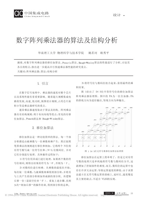 数字阵列乘法器的算法及结构分析