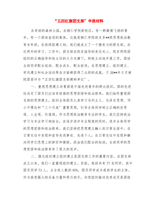 “五四红旗团支部”申报材料