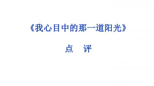 我心目中的那一道阳光点评