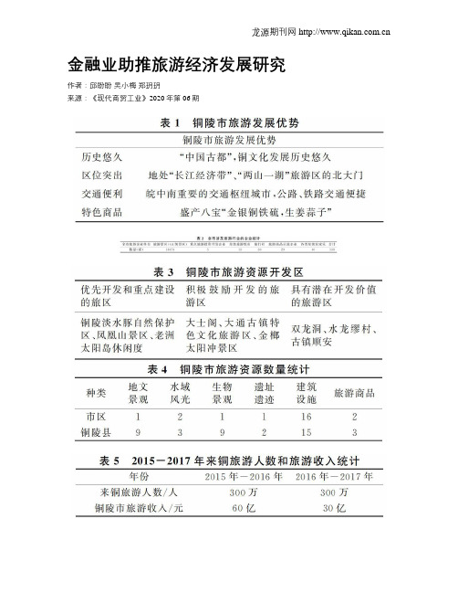 金融业助推旅游经济发展研究