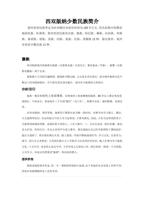 版纳少数民族