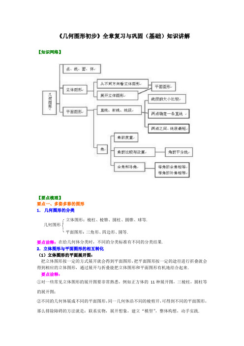 《几何图形初步》全章复习与巩固(基础)知识讲解