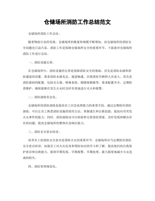 仓储场所消防工作总结范文