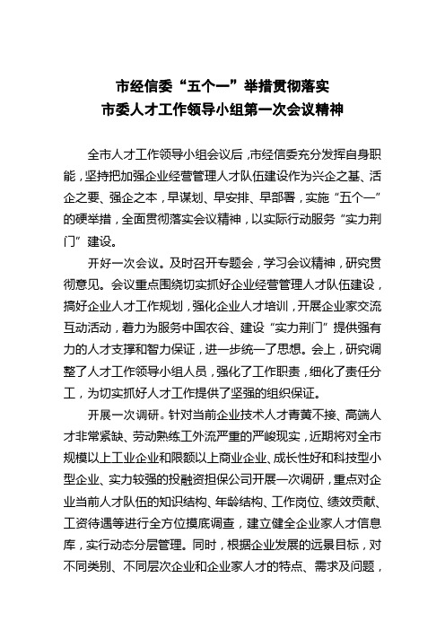 市经信委“五个一”贯彻落实会议精神(定稿)