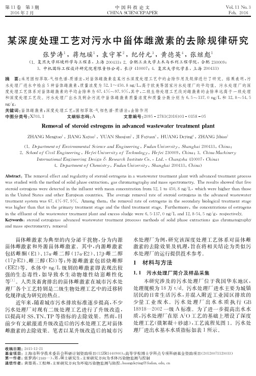 某深度处理工艺对污水中甾体雌激素的去除规律研究