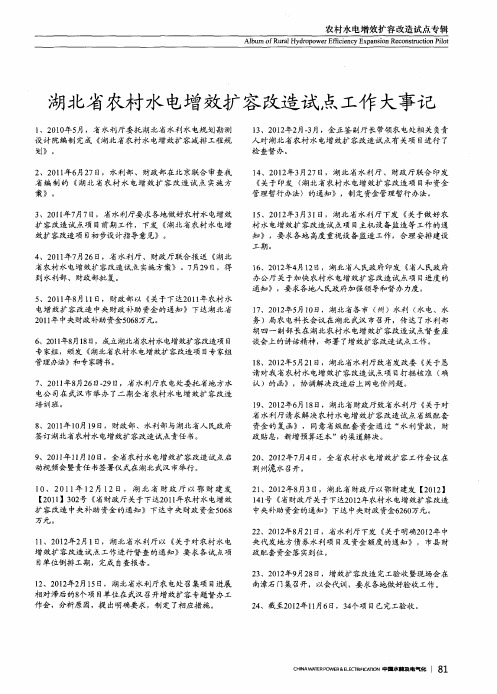 湖北省农村水电增效扩容改造试点工作大事记