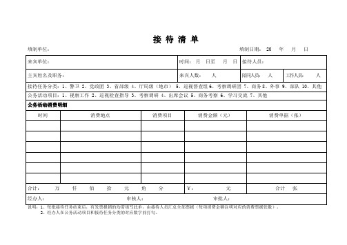 公务接待清单